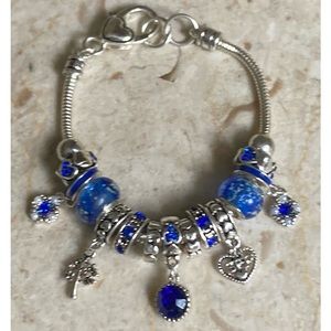 September Blue & Silver Landau September Slider Charm Bracelet
